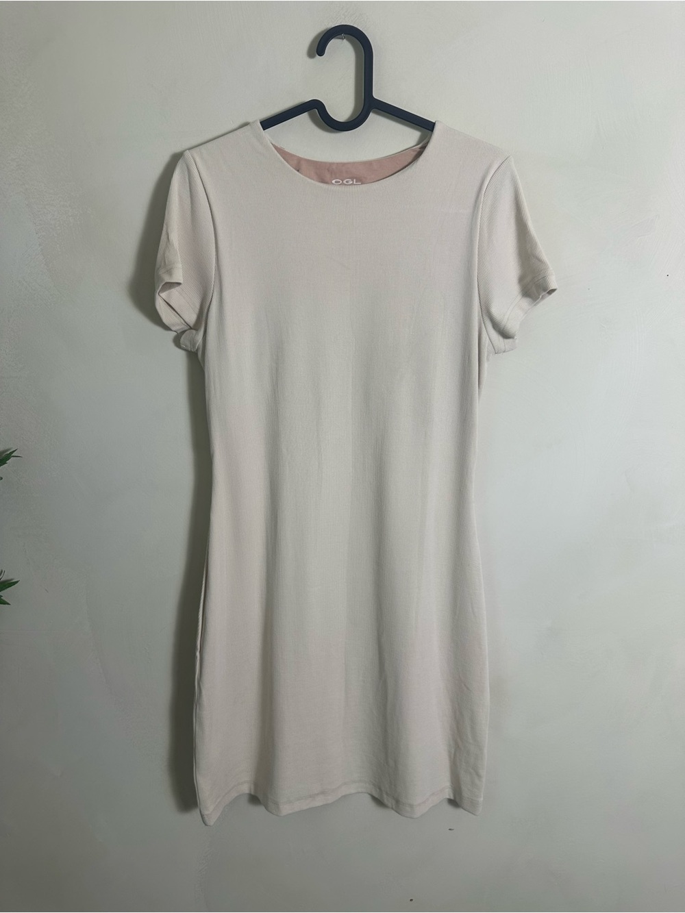 OGL Cream Short Sleeve Midi Shift Dress Size Large